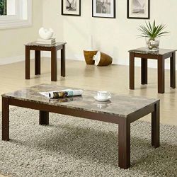 coffee table set with granite top and 2 end tables included