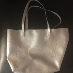 Silver faux snakeskin style large bag