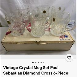 Vintage 1970s Crystal Mug Set in ORIGINAL Box