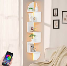 5-Tier LED Corner Shelf - White