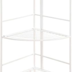 3 Tier Corner Folding Metal Corner Shelf, White #1129