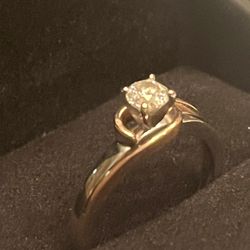Zales 1/2 Carrot Diamond Rose Gold and Silver Engagement Ring
