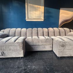 Brand New Jiashan Yage Steel Grey Super  Slumber Sofa w Alternate End 😮