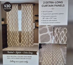 Set of two Extra-Long Geometric Curtain Panels