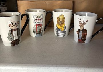Set of 4 Whimsical Animal Coffee Mugs – Excellent Condition