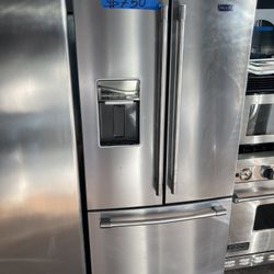 33” Maytag Stainless Steel French Door Full Size Refrigerator Ice Maker Water Dispenser