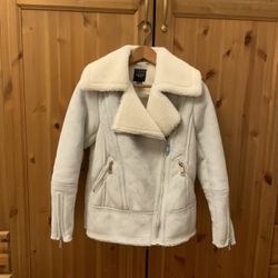 New Look Aviator Jacket Size:Petite: 0 Light Gray/Pale Blue