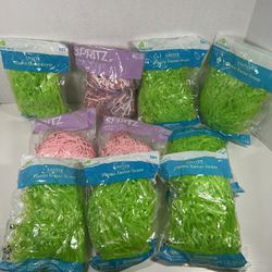 Green and Pink Easter Grass 10 Bags New