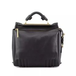 3.1 Phillip Lim Leather Ryder Satchel With Crossbody Strap Handbag Black & Gold