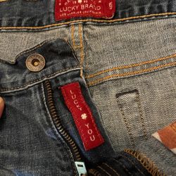 Lucky You Blue Jeans Crop Shorts Size 28w In Great Condition 
