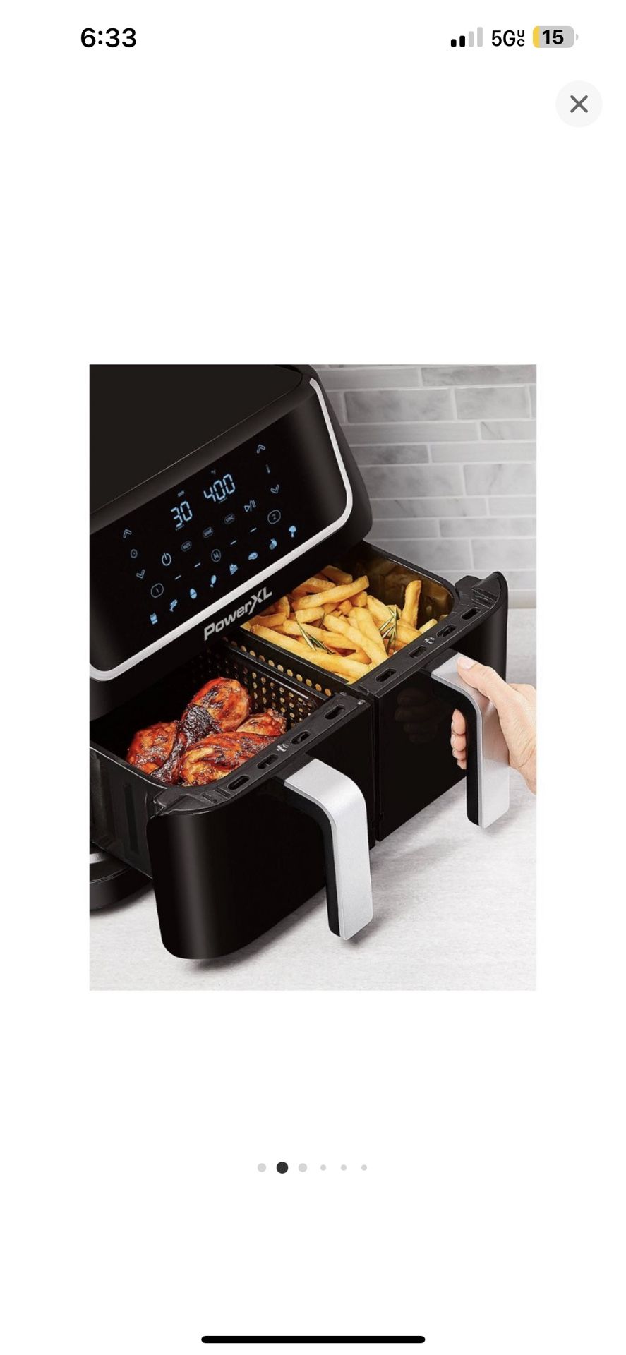 PowerXL Vortex 10QT Dual Basket Air Fryer, 7in1 2Basket