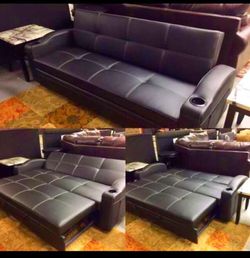 3 IN 1 FUTON SOFA/SOFA BED IN BONDED LEATHER NEW