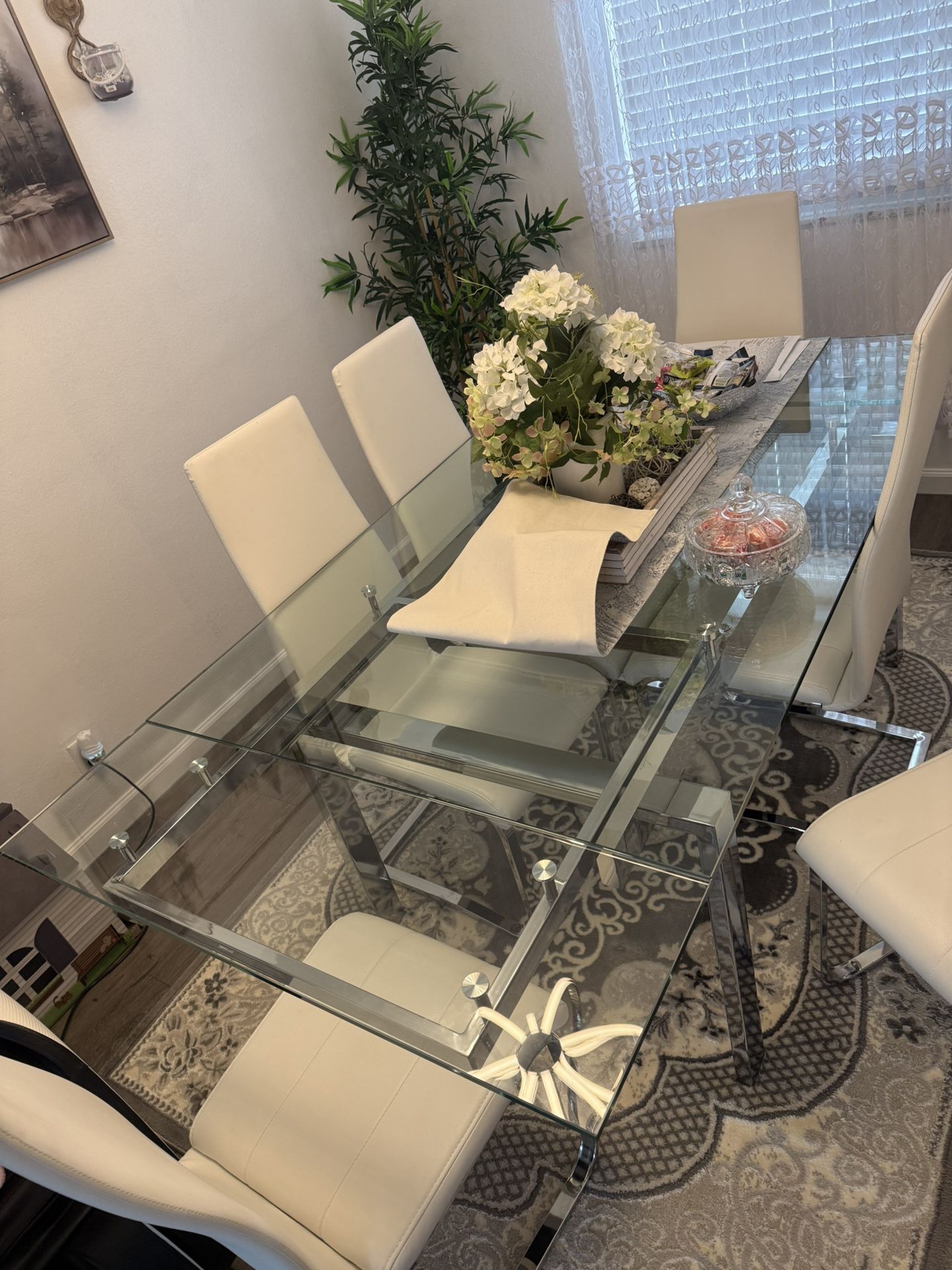 Can Extend From Both Sides Glass Too Dining Table