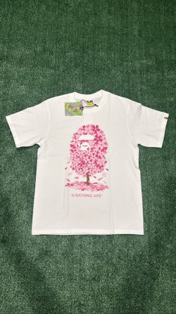 White and pink sakura tree bape shirt sizes small and medium available