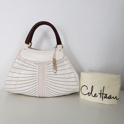 Cole Haan Off White Oversized Leather Satchel 