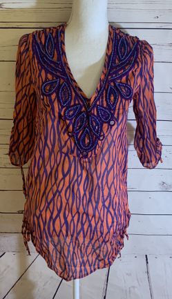 Milly Cabana V Swim Cover Up Tunic Dress Womens Sz M