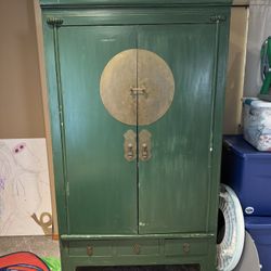 Vintage Green Armoire 