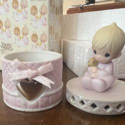 Precious Moments “Patched with Love Baby Girl Locket Covered Box” NEW in box! (4” tall)