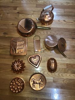 12 piece Copper Kitchenware Cooking, Baking & Decoration Set, Pot Pan Baking Bundt Cake, etc