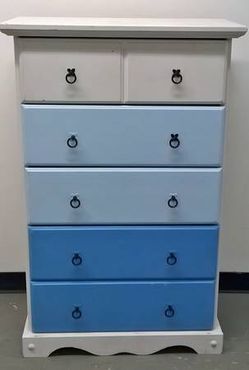 MOVING SALE Best Offer SOLID WOOD Large Chic Blue Dresser 5 drawer