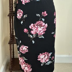 Floral Print Knee Length Fitted Style Pencil Skirt 
