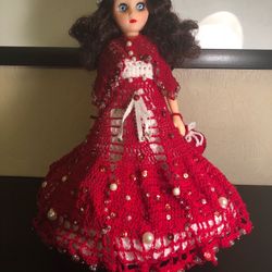 Antique Doll Hand stitched Dress, Hat and Purse.