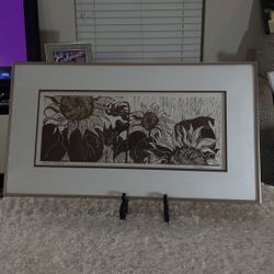 Linocut print by Melisse Carr titled "Best Friends" Purchased from art gallery.