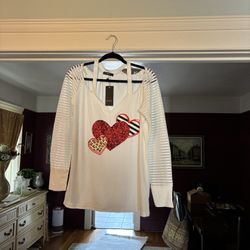 New Valentines Blouse: New With Tag. Size Lg. 