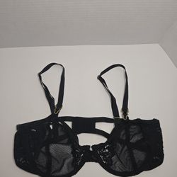 Victoria's Secret 34D Black Sheer Lace Demi Bra VTG Dainty Sexy Lingerie