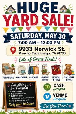 HUGE YARD SALE! TODAY!!