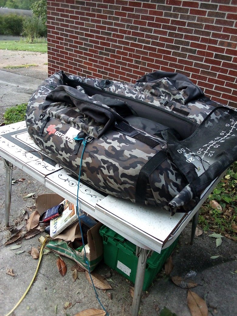 Go plus Fishing Raft And Three Rods An Reels And Portable Fish Finder