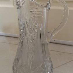 Cut Glass Pitcher - Clear Crystal Style Water/Juice Carafe