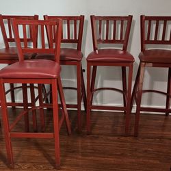 Red Heavy Metal Stool Chairs Set, 
