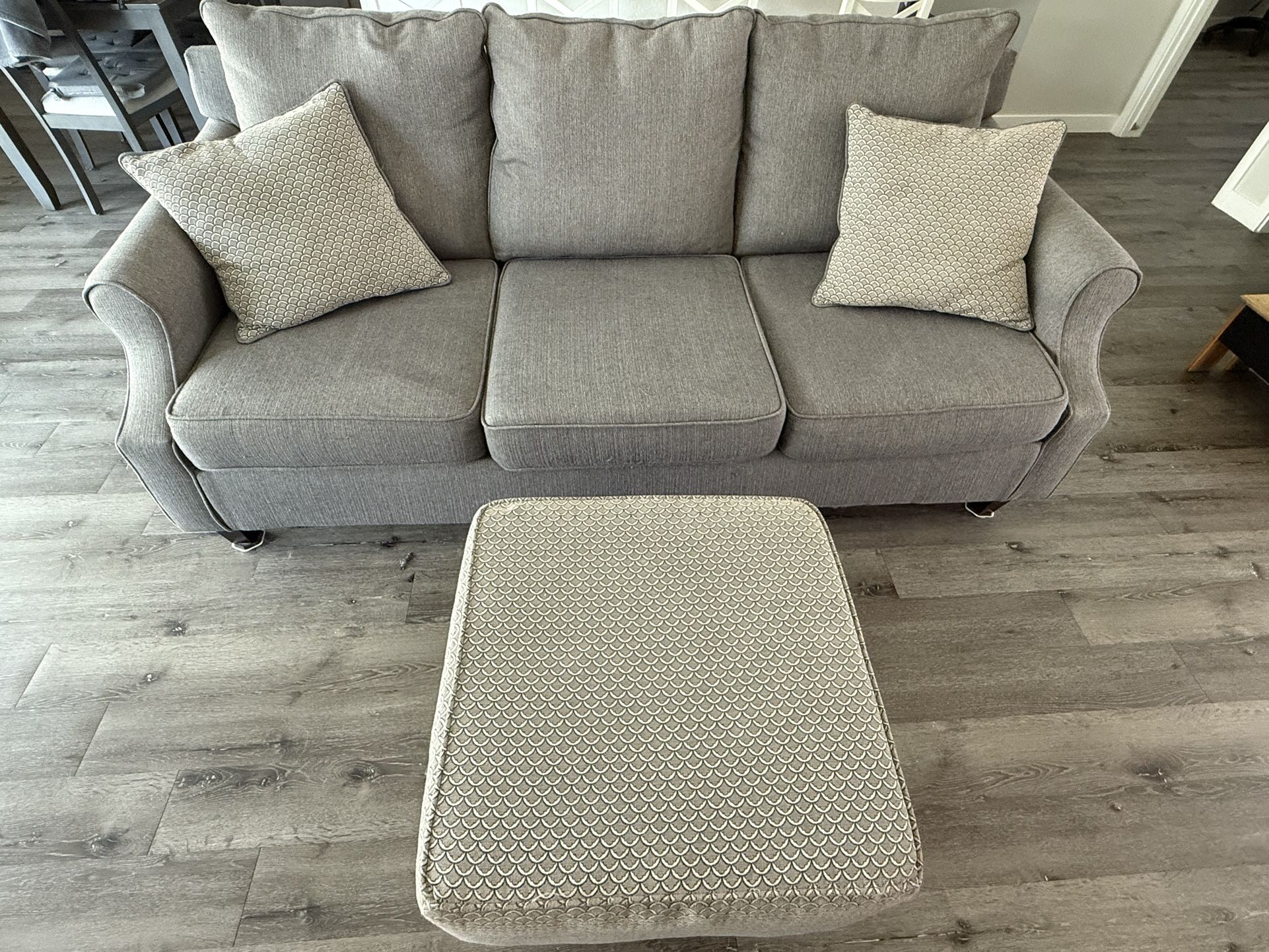 Couch, Ottoman, and Throw Pillows