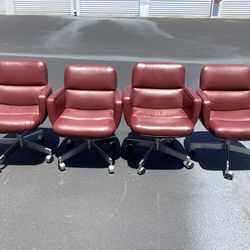 4 Vintage Leather Office Chairs
