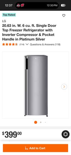 LG small refrigerator/freezer, 6 cu ft