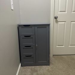 Large Bathroom Floor Cabinet with 4 Dawers and Single Door Cabinet, Freestanding Storage Cabinet