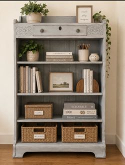 Bookcase Gray with White