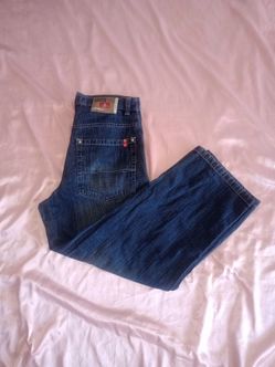 Vintage Y2K Southpole Red Tab Jeans Blue Baggy Fit Wide Leg Mens Sz.34 Hip Hop