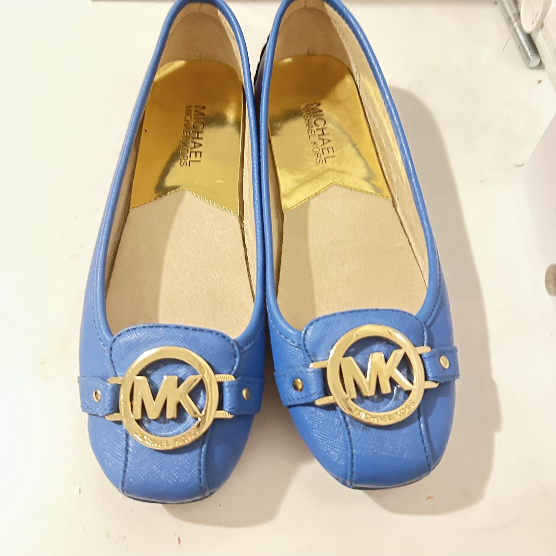 Pre-Owned Michael Kors Ballerina Flats - Blue Saffiano Leather Size 7