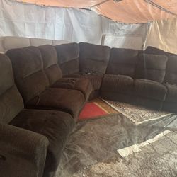 Brown Recliner Couch Great Condition Clean We Sell All The Time Delivery $40 Local. It Has Four Recliners.