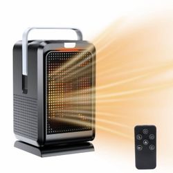 Space Heaters for Indoor Use, 1000W PTC Ceramic Electric Heater with Remote, Fast Safety Heater, 2/4/6/8H Timer, Digital Display, Portable Desk Heater