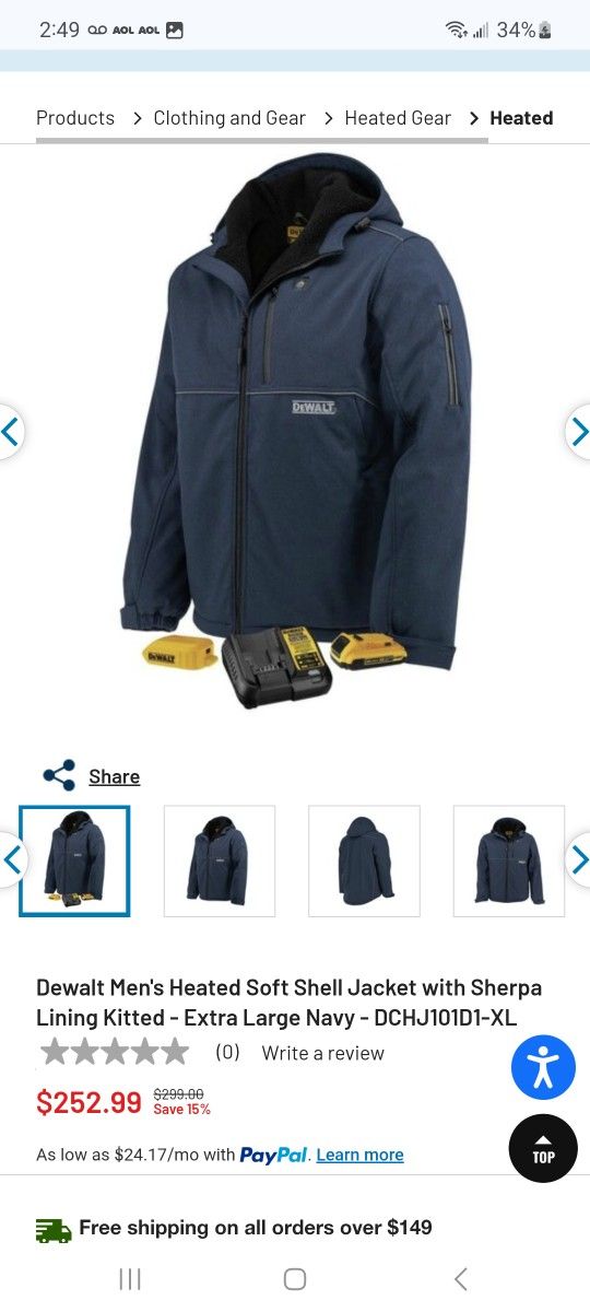 Dewalt Men's Heated Soft Shell Jacket with Sherpa Lining Kitted (L-3X) $150 each or 2 for $250