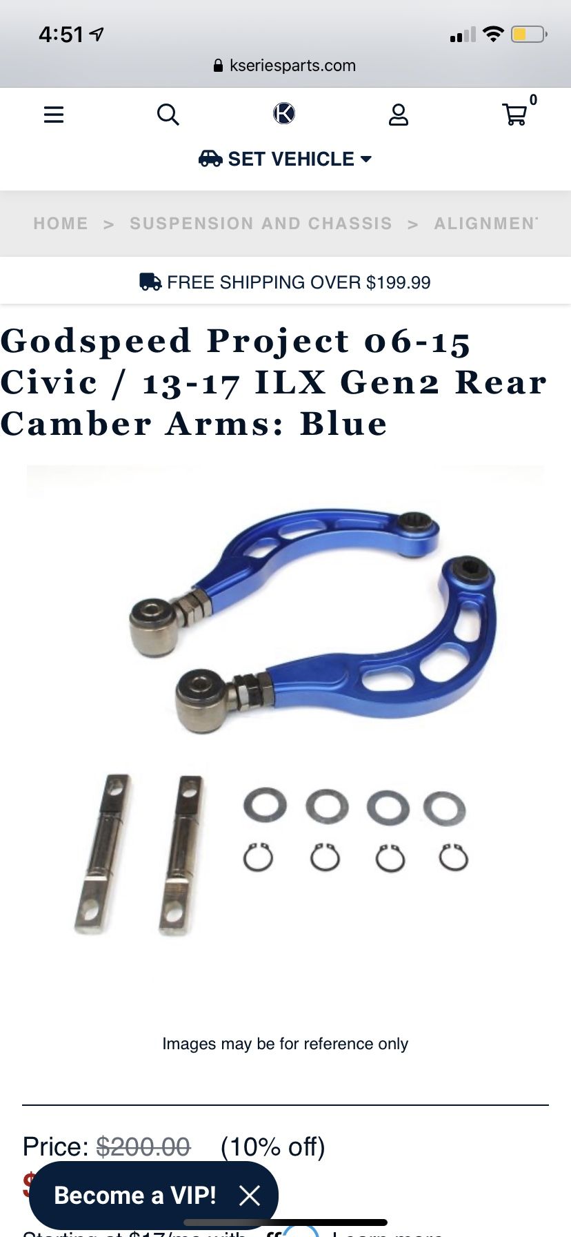 14-15 Honda Civic Si Rear Camber Arms