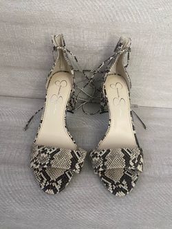 Jessica Simpson Snakeskin Lace-Up Heeled Sandals