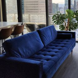 Blue Velvet Article Sven Sofa – Mid-Century Modern Style