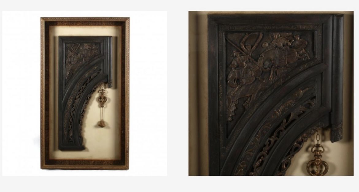 John Richards Chinese Carving under glass, very heavy.