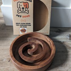 Modern Wooden Slow Feeder Pet Bowl *NEW* 