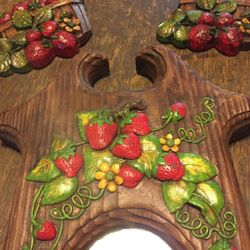 Vintage Chalkware Strawberries and Mirror