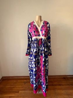 New Cotton Crochet Embroidery Vibrant Maxi Dress Size L- XL